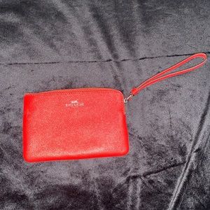 Coach small wristlet. Hot Red.